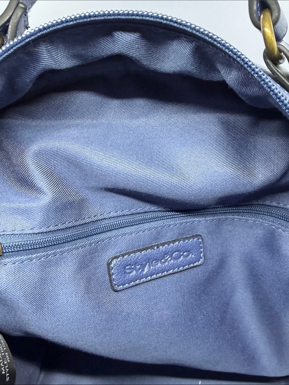 Style & Co. Navy Blue Pebbled Leather Backpack Satchel